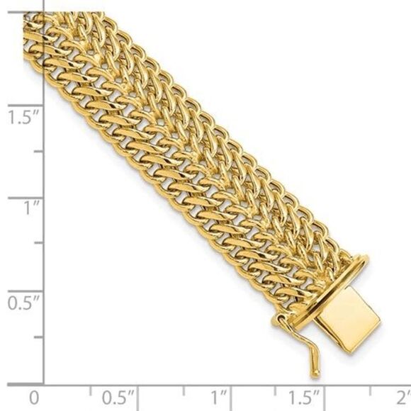14k Gold Fancy Link Bracelet, 7.5 inches long, New - Picture 5 of 7